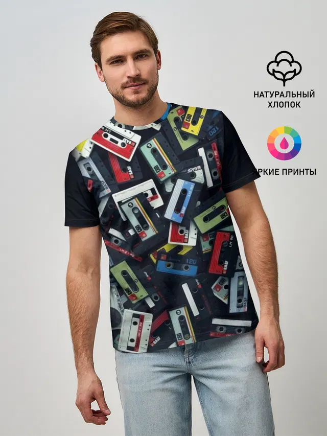Мужская базовая футболка с принтом «Retro — 90-е»