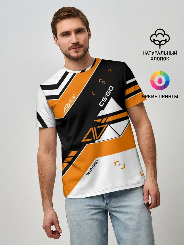 Мужская базовая футболка с принтом «Counter-Strike — CS:GO - Asiimov Inverted»