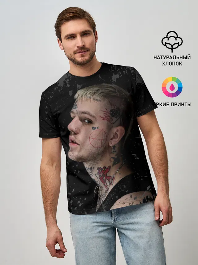 Мужская базовая футболка с принтом «Lil Peep»