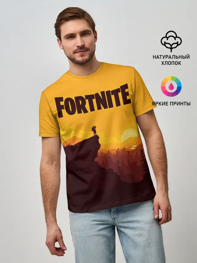Мужская базовая футболка с принтом «Фортнайт — Fortnite Save the World»