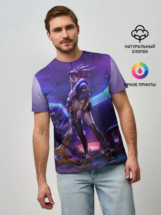 Мужская базовая футболка с принтом «Akali. KDA»