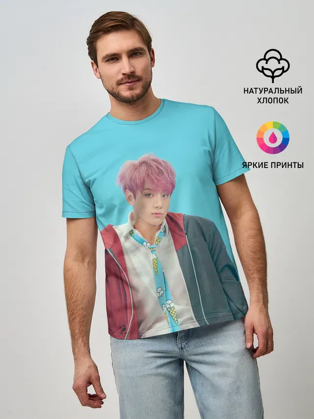 Мужская базовая футболка с принтом «BTS — BTS. Jungkook»