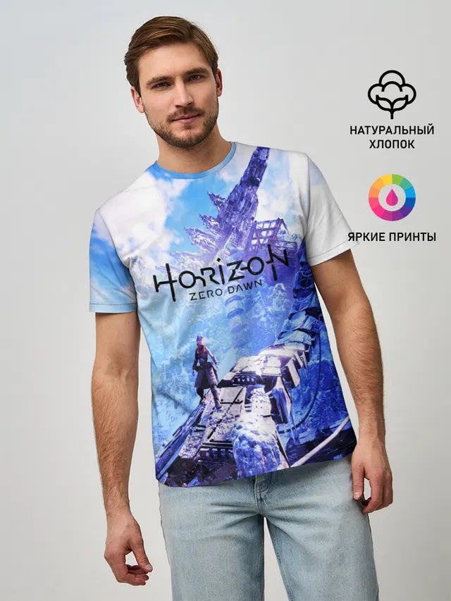 Мужская базовая футболка с принтом «Horizon Zero Dawn»