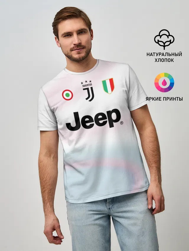 Мужская базовая футболка с принтом «Криштиану Роналду — Ronaldo 18-19 EA Sports»