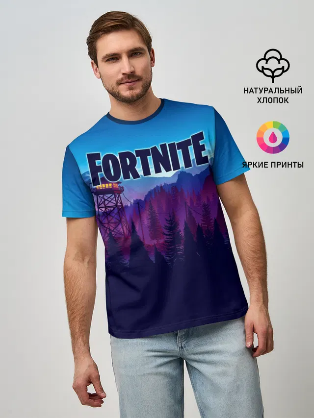 Мужская базовая футболка с принтом «Фортнайт — Fortnite Save the World»