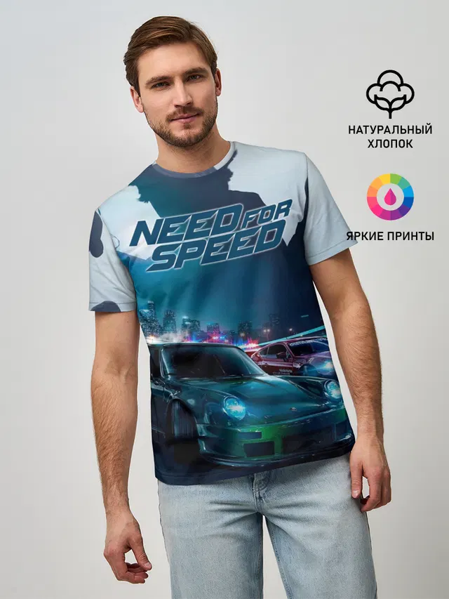 Мужская базовая футболка с принтом «Need for Speed»