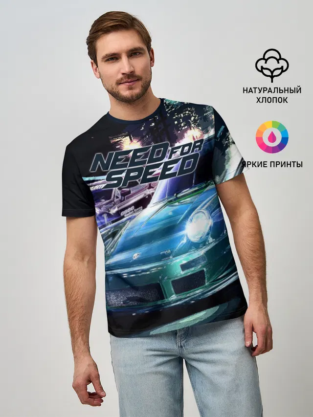 Мужская базовая футболка с принтом «Need for Speed»