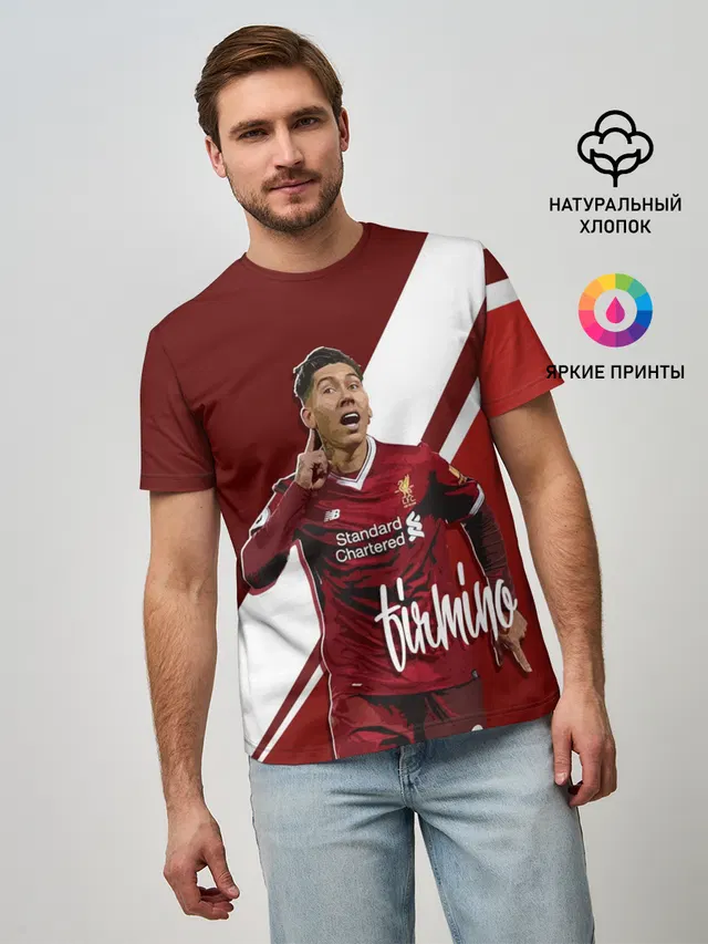 Мужская базовая футболка с принтом «Roberto Firmino»