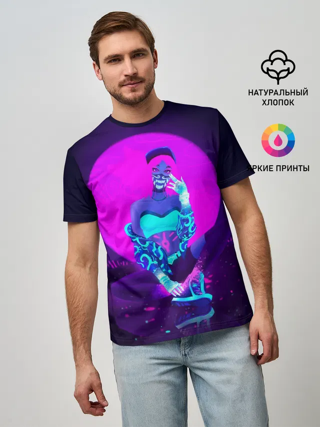 Мужская базовая футболка с принтом «Akali — Akali. KDA»