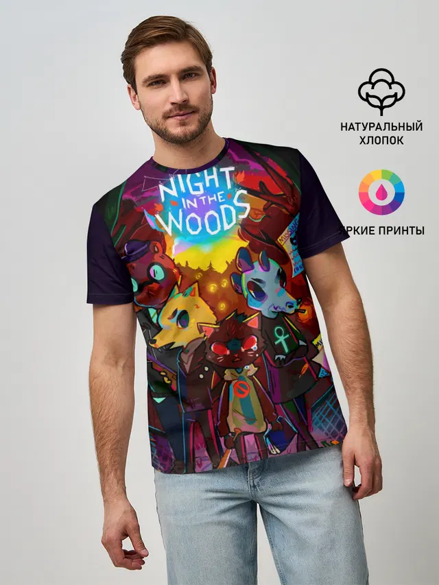Мужская базовая футболка с принтом «Night in the Woods»