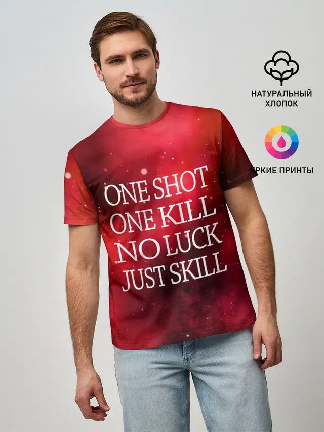 Мужская базовая футболка с принтом «Counter-Strike — One Shot One Kill»