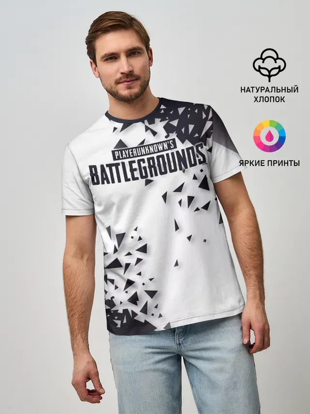 Мужская базовая футболка с принтом «ПАБГ — PUBG Jacket Black»