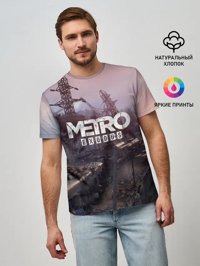 Мужская базовая футболка с принтом «Aurora — Metro Exodus»