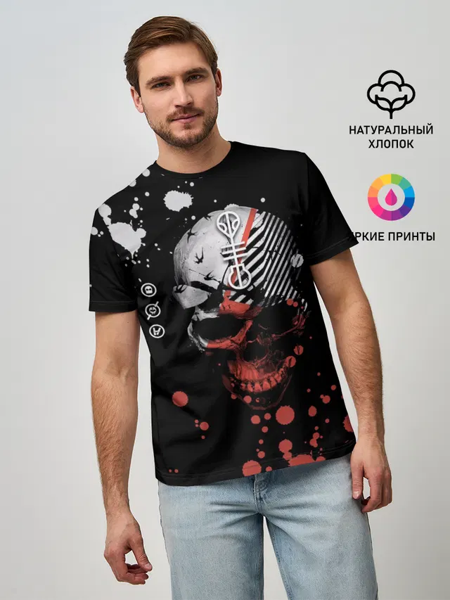 Мужская базовая футболка с принтом «Skull»