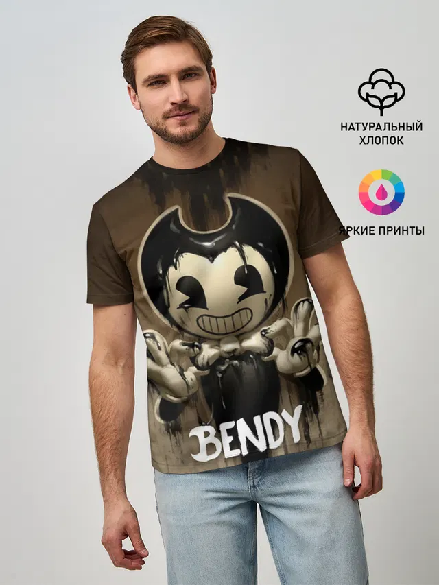 Мужская базовая футболка с принтом «Bendy and the ink machine — Bendy»