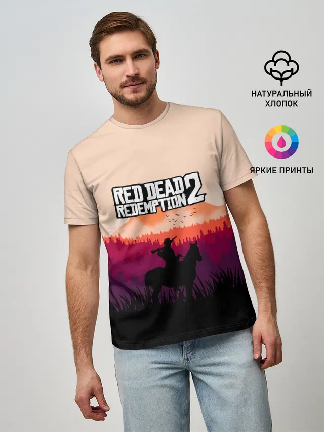 Мужская базовая футболка с принтом «Horse»