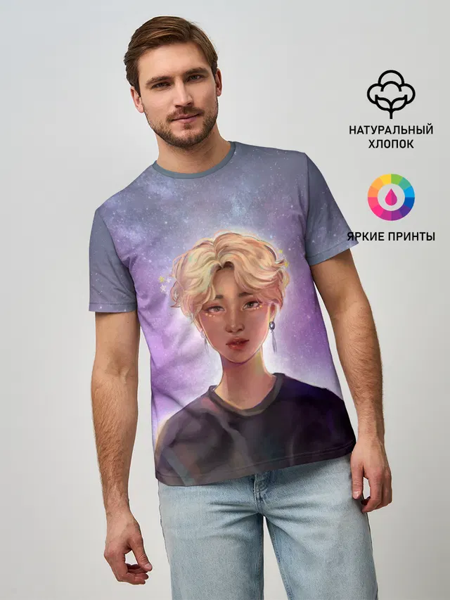 Мужская базовая футболка с принтом «BTS — BTS. Jimin»