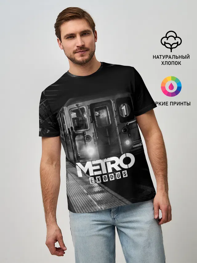 Мужская базовая футболка с принтом «Metro»