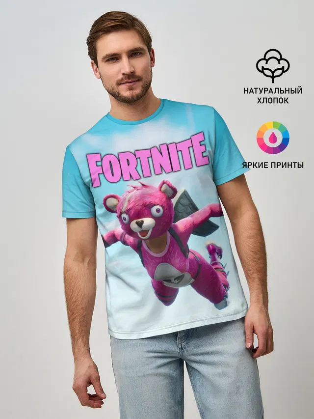 Мужская базовая футболка с принтом «Фортнайт — Fortnite Save the World»