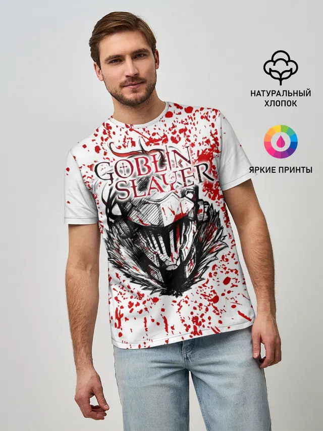Мужская базовая футболка с принтом «Goblin Slayer blood spots»