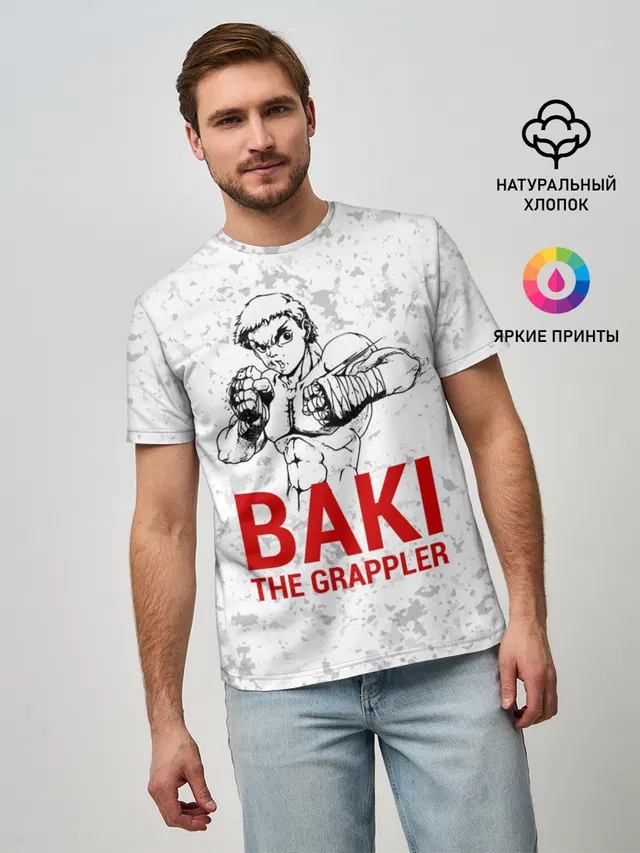 Мужская базовая футболка с принтом «Baki the Grappler»