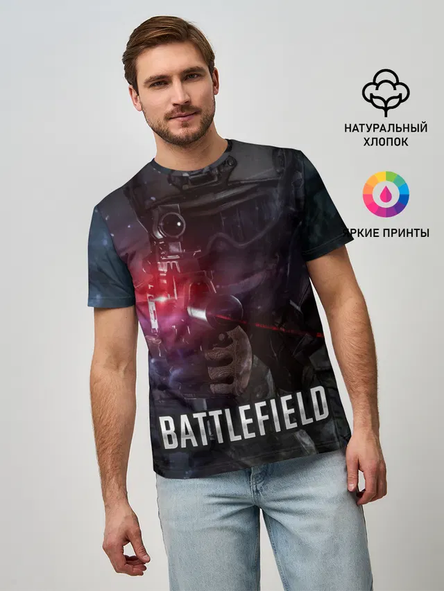 Мужская базовая футболка с принтом «Battlefield»