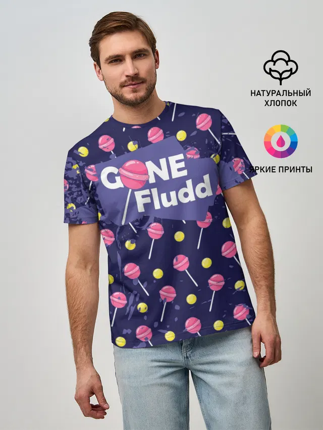 Мужская базовая футболка с принтом «GONE.Fludd»
