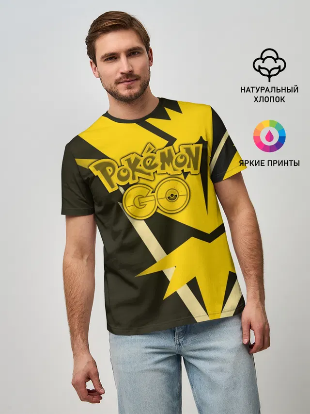 Мужская базовая футболка с принтом «Pokemon Go»