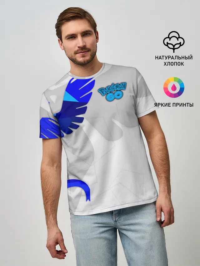 Мужская базовая футболка с принтом «Pokémon GO»