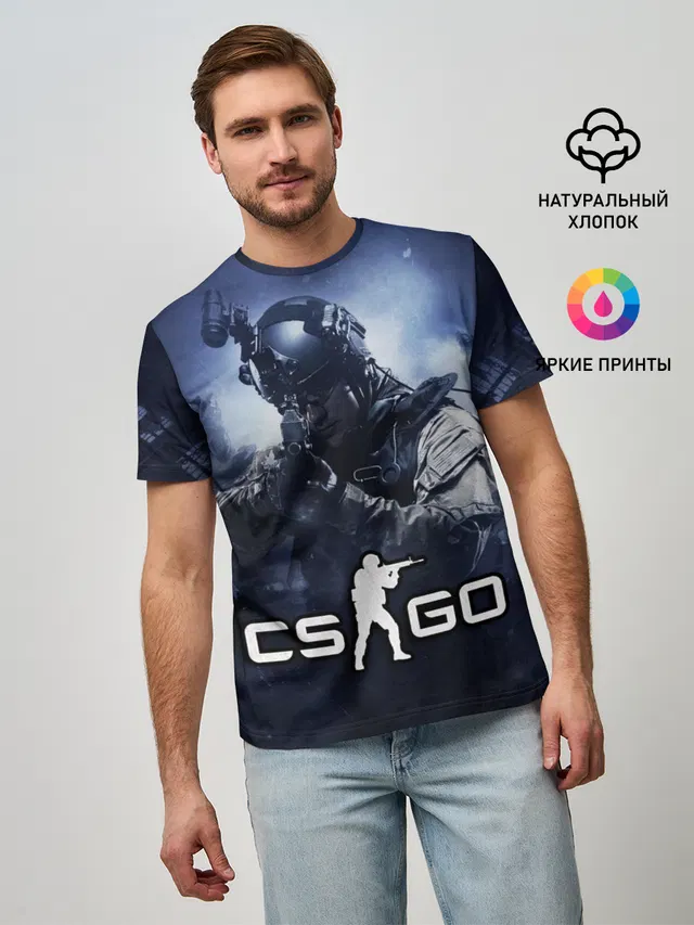 Мужская базовая футболка с принтом «Counter-Strike»