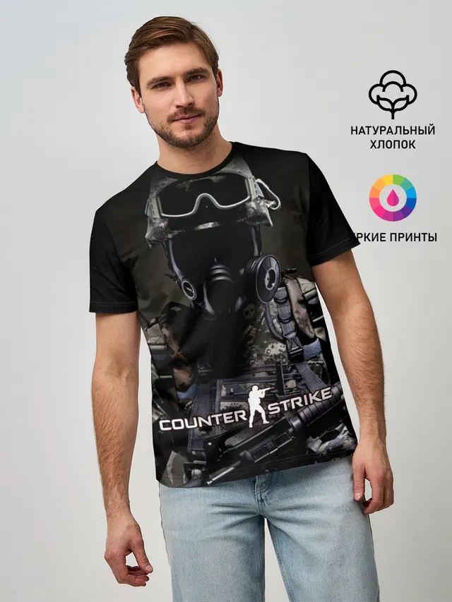 Мужская базовая футболка с принтом «Counter-Strike»