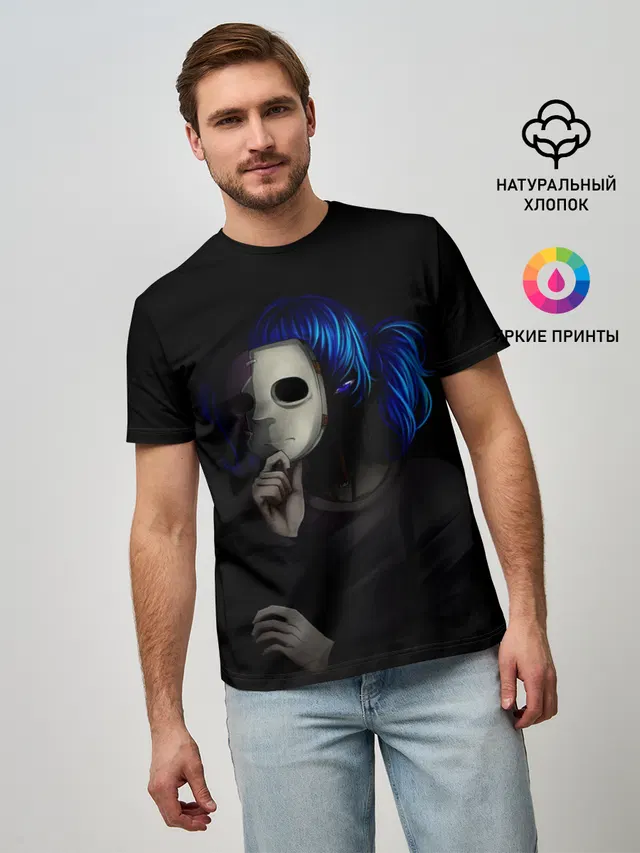 Мужская базовая футболка с принтом «Blue hair»