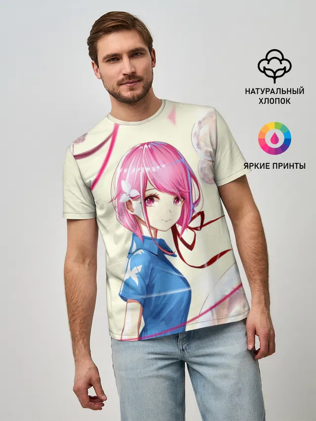 Мужская базовая футболка с принтом «Girl Anime»
