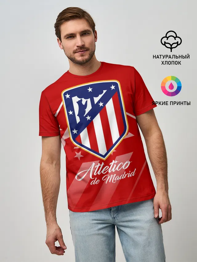 Мужская базовая футболка с принтом «Atlético Madrid»