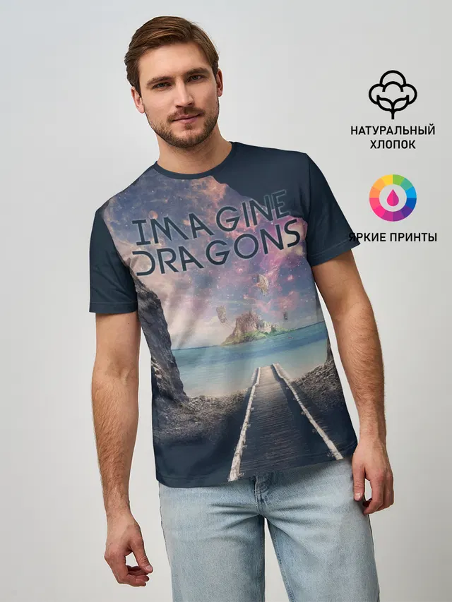 Мужская базовая футболка с принтом «Imagine Dragons»