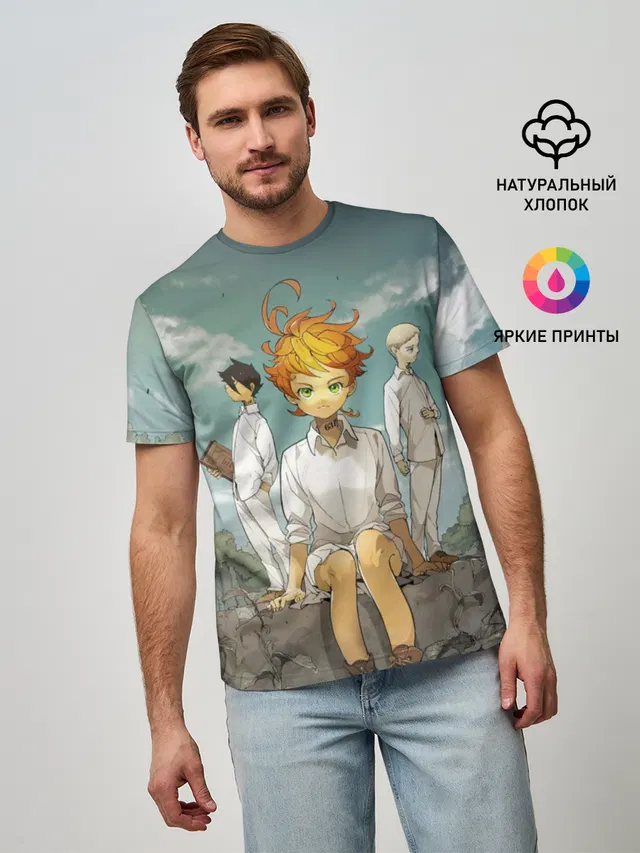 Мужская базовая футболка с принтом «The Promised Neverland»