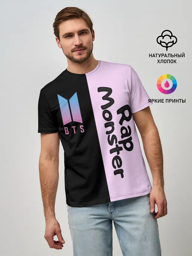 Мужская базовая футболка с принтом «BTS — BTS RM»