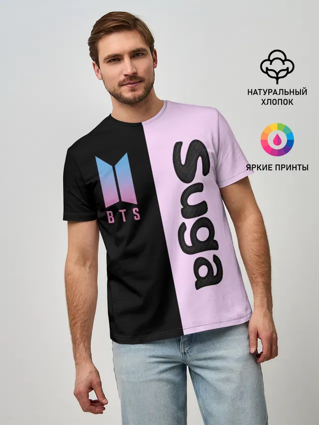 Мужская базовая футболка с принтом «BTS — BTS Suga»