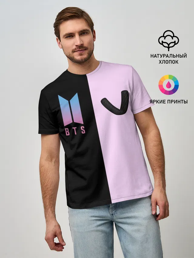 Мужская базовая футболка с принтом «BTS — BTS V»