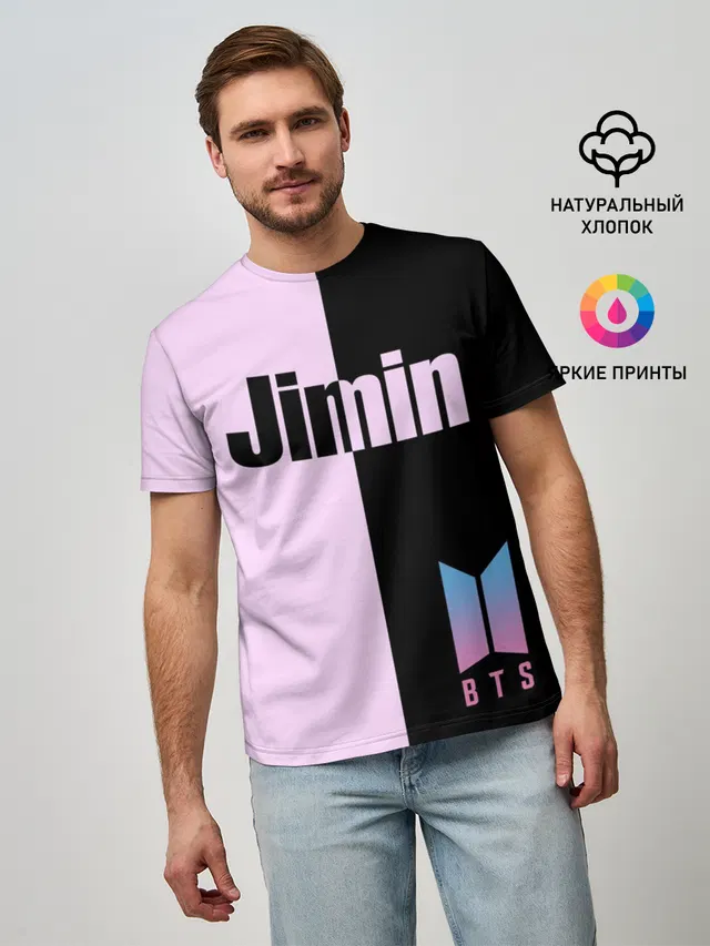 Мужская базовая футболка с принтом «BTS — BTS Jimin»