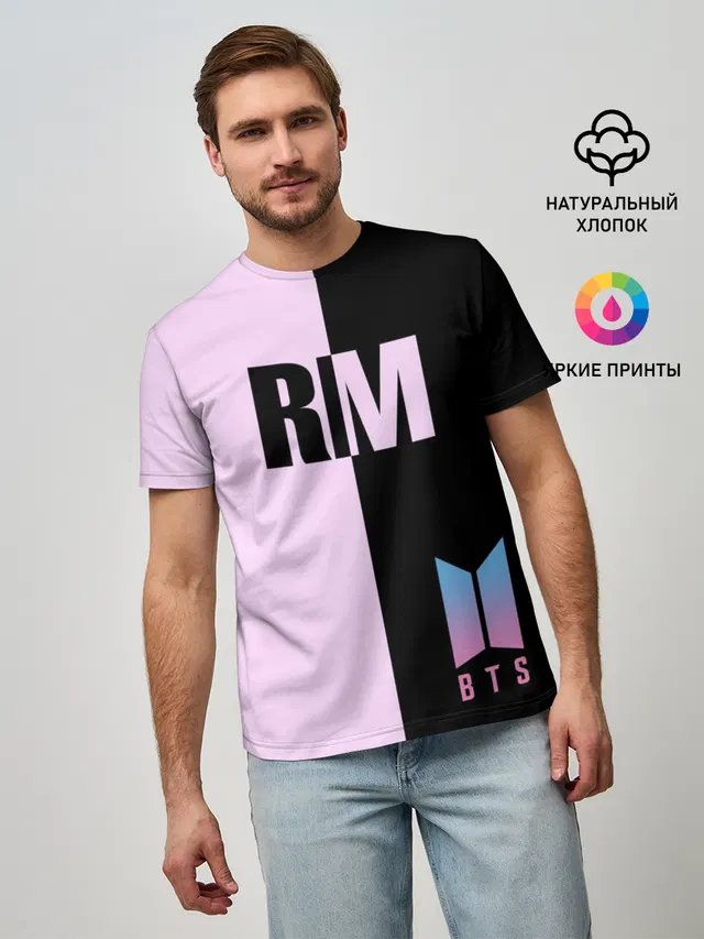 Мужская базовая футболка с принтом «BTS — BTS RM»