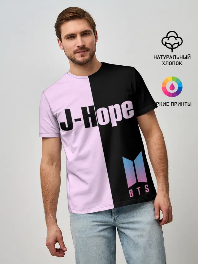 Мужская базовая футболка с принтом «BTS — BTS J-hope»