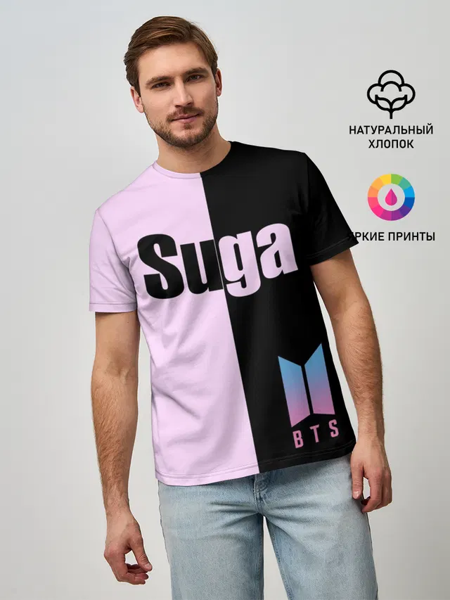 Мужская базовая футболка с принтом «BTS — BTS Suga»