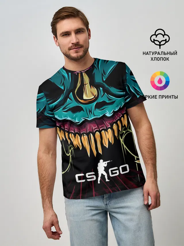 Мужская базовая футболка с принтом «Counter-Strike — CS GO hyper beast skin»