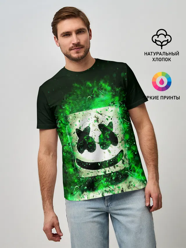 Мужская базовая футболка с принтом «Marshmello»