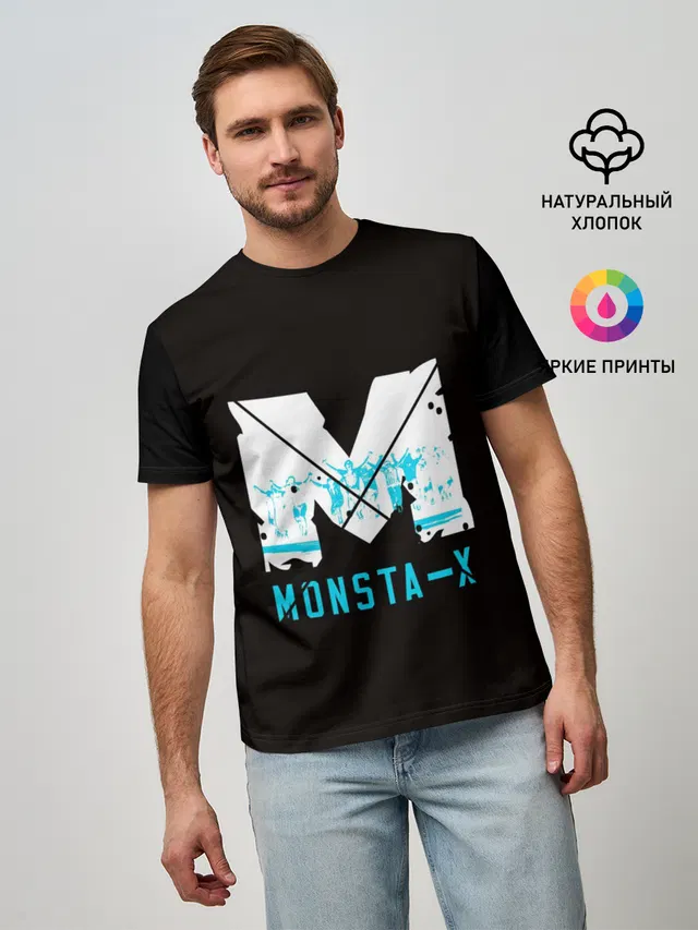 Мужская базовая футболка с принтом «MONSTA X»