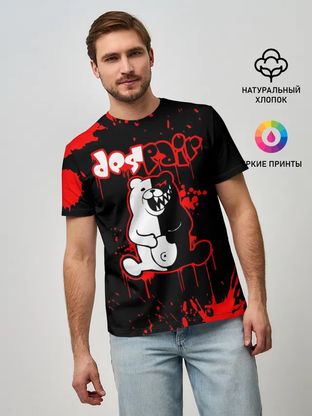 Мужская базовая футболка с принтом «MONOKUMA Despair»