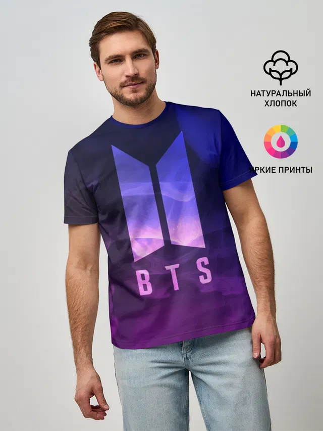 Мужская базовая футболка с принтом «BTS — BTS LOVE YOURSELF»