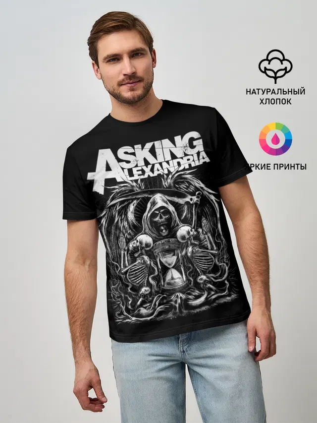 Мужская базовая футболка с принтом «Asking Alexandria»