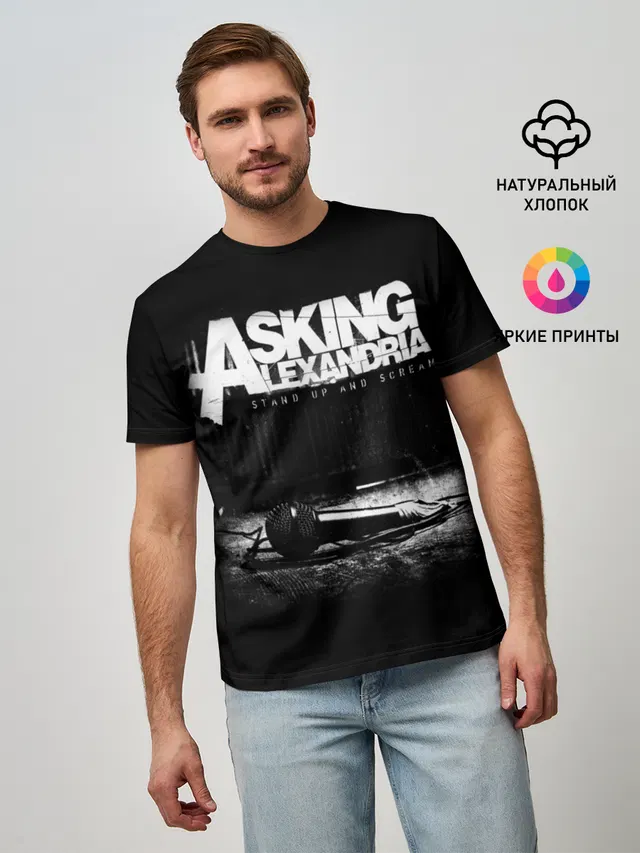 Мужская базовая футболка с принтом «Asking Alexandria»